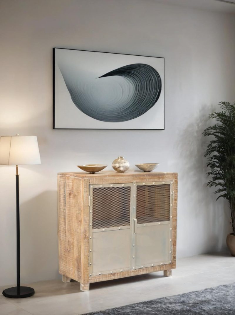 Kraft Creations Solid Wood Cabinet with Natural Finish | Living Room Furniture | Bedroom Storage | Modern Furniture