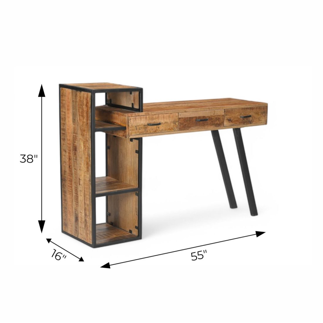 Kraft Creations Solid wood Rough Natural Finish Designer Study Table ...