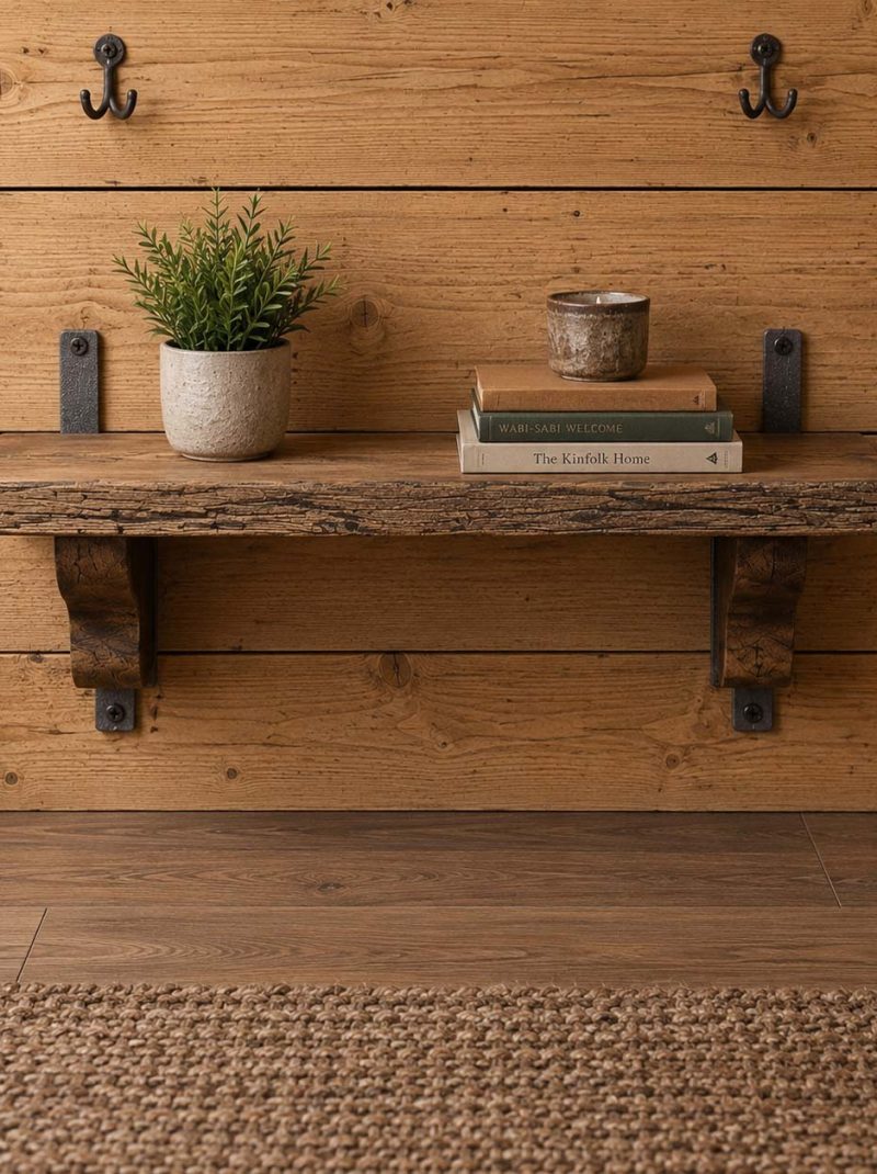 Rustic Reclaimed Wood Floating Shelf | Handmade Farmhouse Wall Shelf | Solid Wood Wall Mounted Display Shelf