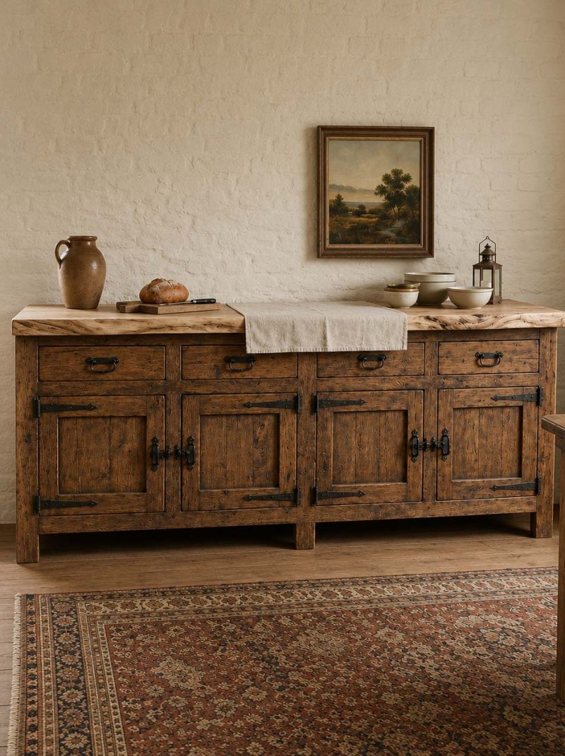 Rustic Farmhouse Sideboard Cabinet | Reclaimed Wood Buffet Console | Handcrafted Wooden Storage Cabinet for living room